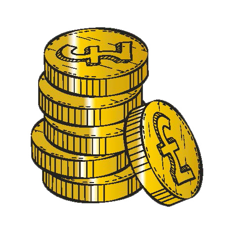 stack of cartoon pound coins