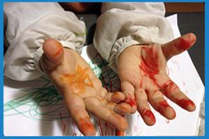 pen ink on childrens hands